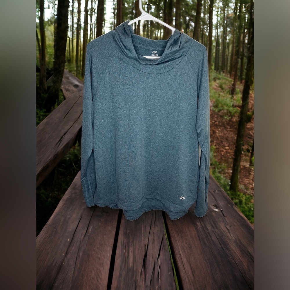 Legend (Leg3nd) Womens Large Green Hooded Pullover - No Drawstring